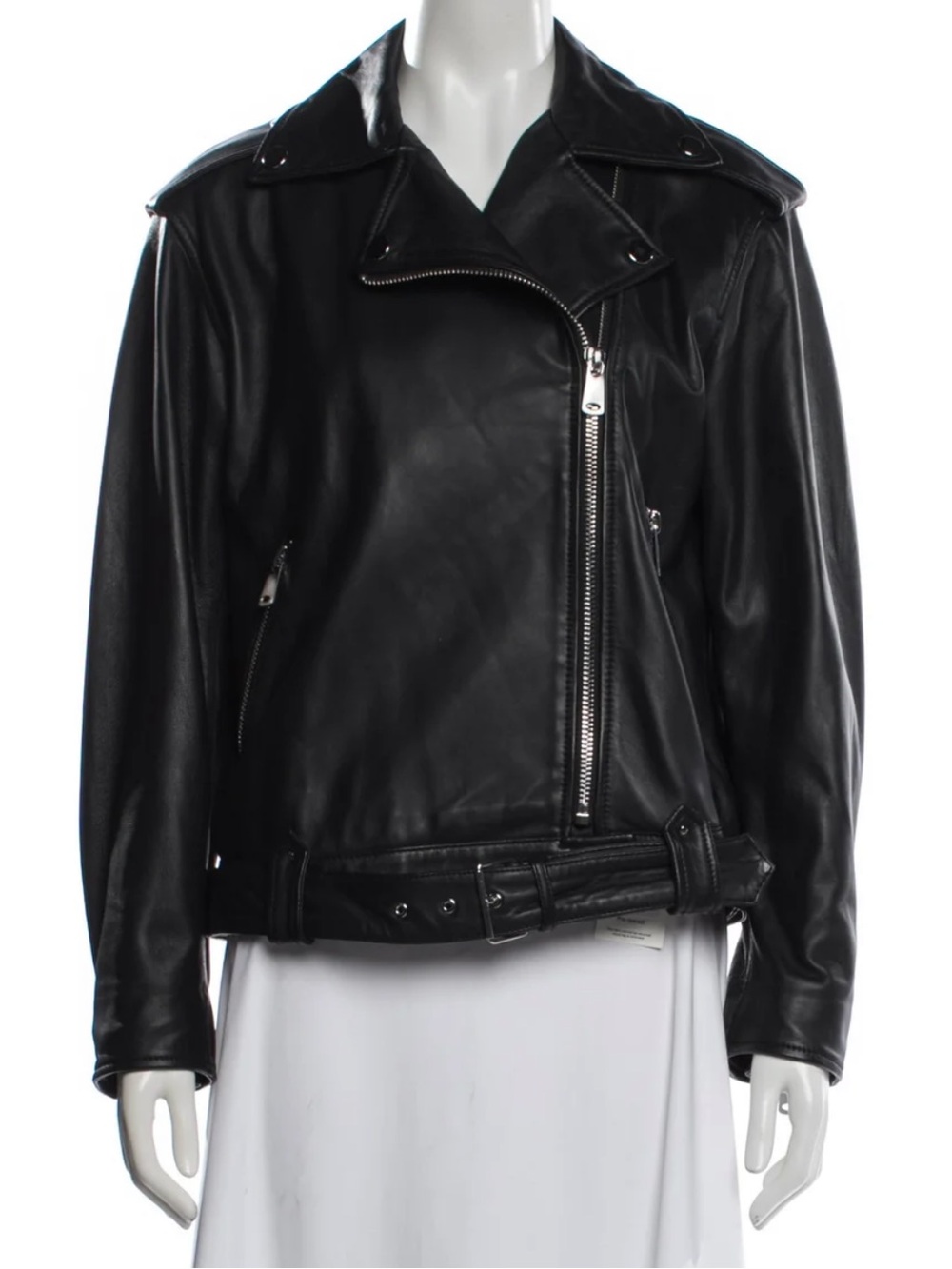 Weekend Max Mara Classic Black Leather Biker Jacket - Women's